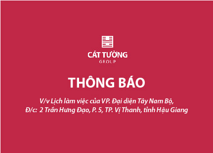 Thông báo lịch làm việc của Văn phòng Đại diện Tây Nam Bộ, tỉnh Hậu Giang